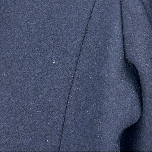 DKNY Wool Navy Blue Black Sleeve Button Down Overcoat Size 14 - Picture 12 of 16